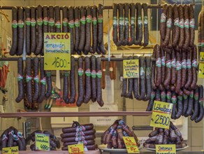 Sausages for sale in market
