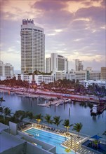 Miami Beach harbor and highrise buildings