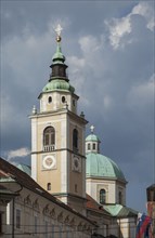 Low angle view of ornate church tower and dome