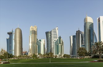 Highrise buildings in Doha cityscape