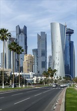 Highrise buildings in Doha cityscape