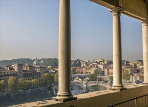 Balcony overlooking Rome cityscape