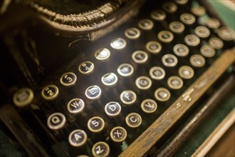 Close up of antique typewriter keyboard
