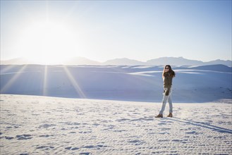 Caucasian woman standing in White Sands National Park