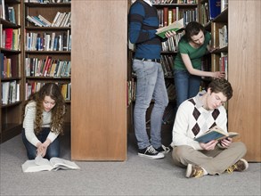 Students reading in library