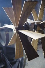 Close up of wooden windmill blades