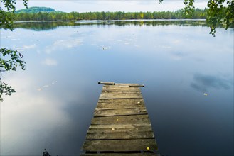 Dock over still lake