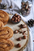 Pastry buns with nuts
