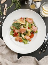 Seafood salad on plate