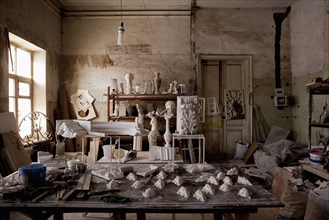 Art studio of sculptor