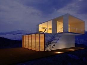 Modern house in remote landscape