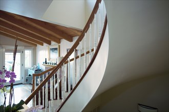 Curved staircase in home