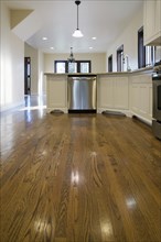Traditional kitchen with hardwood floor