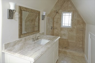 Interior of traditional domestic bathroom
