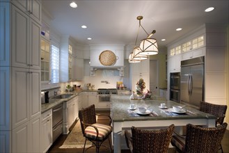 Large kitchen in plantation style home