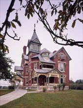 Exterior view Southern brick Queen Anne Victorian home