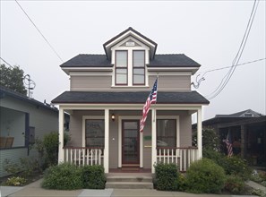 Exterior view two story American Craftsman styled bungalow at Pacific Grove