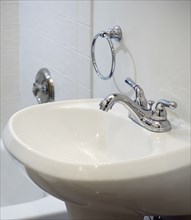 Small white pedestal sink