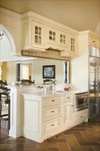 Detail traditional kitchen with breakfast bar