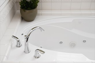 Faucet in hot tub bathtub