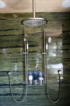 Close-up of shower head at home
