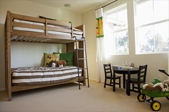 Bunk bed in kids bedroom at home