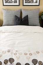 Duvet and pillows on bed