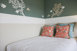 Wall decal in bedroom at home