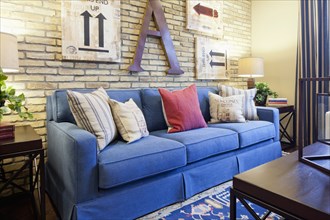 Blue sofa in living room