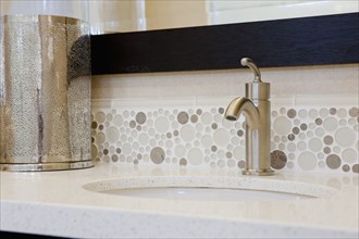 Bathroom sink with backsplash