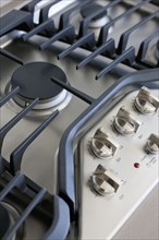Close-up of gas burner in kitchen