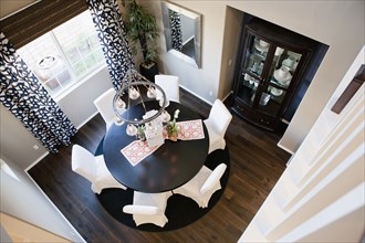 High angle view of dining room