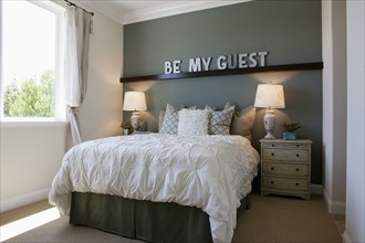 Interior of contemporary bedroom for guest