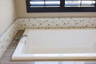 Porcelain bathtub in domestic room