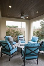 Seating furniture in a porch at home