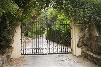 Large closed wrought iron gate