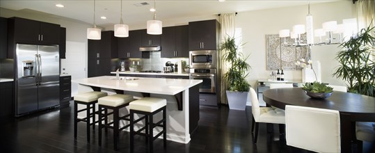 Contemporary kitchen and dining area