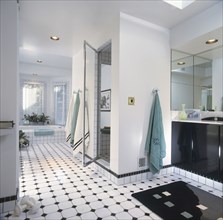 Interior of modern spacious bathroom