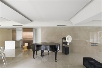Modern interior with grand piano