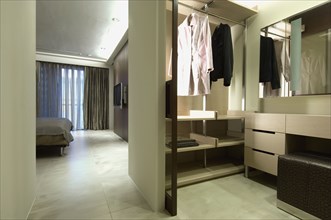 Modern closet with vanity