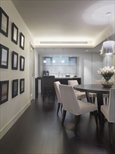 Contemporary dining room with circular table