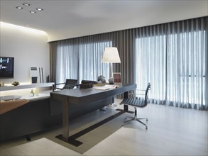 Desk in contemporary living room