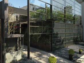 Entrance modern glass building