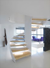 Detail modern winding staircase