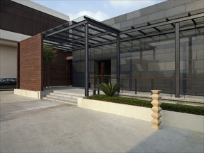 Front entrance with glass double doors