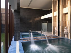 Spa tub with large faucets