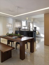 Modern dining area and kitchen
