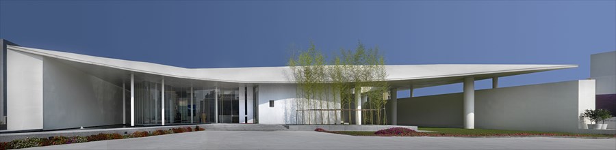 Panoramic front elevation modern building