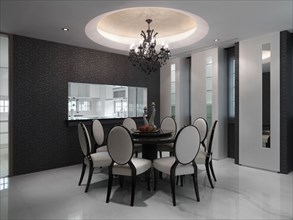Elegant dining room with circular dining table