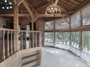 Interior dancing area near windows